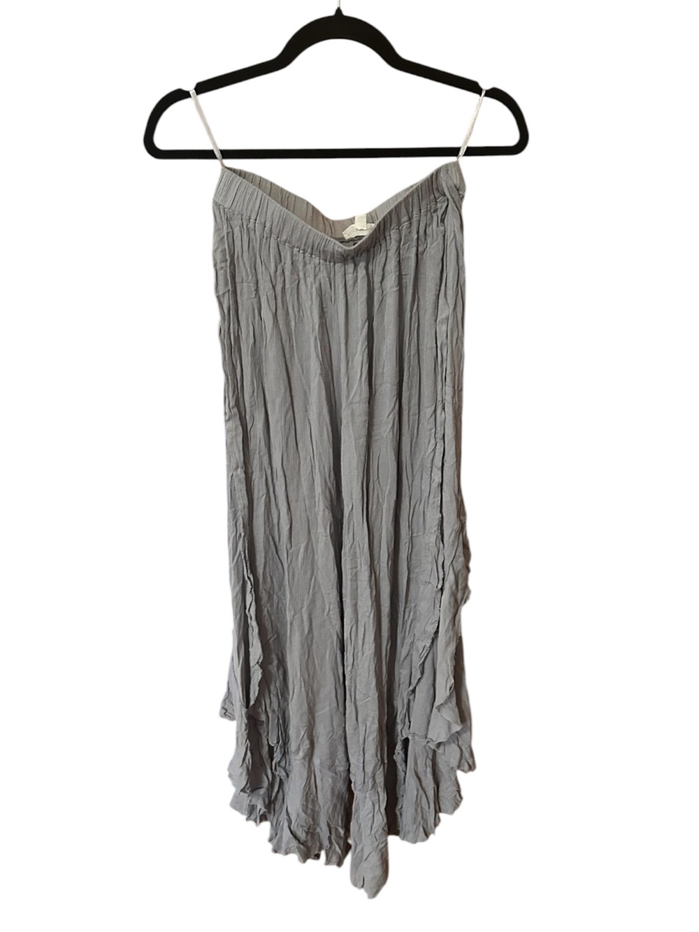 Cotton Candy Light Gray Bohemian Crinkled Wide-Leg Split Pants
